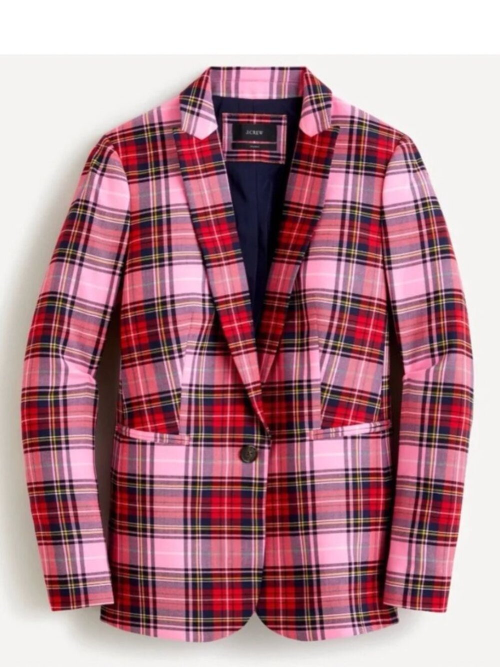 J. Crew Parke Wool Tartan Plaid Pink Jacket Blazer 12